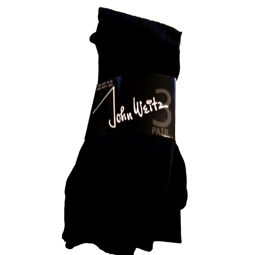 Dress Socks 3 Pair John Weitz Men's Large Value Pack Black Mid Calf 3 Pack